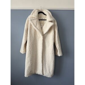 NWT Seed Heritage Ivory Thick Warm Sherpa Midi Coat One Button Size 14 MSRP $200